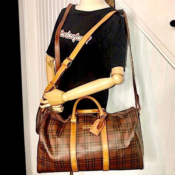 RALPH LAUREN Tartan Plaid Boston Duffle Travel Tote Shoulder Bag 40cm - Picture 16 of 16